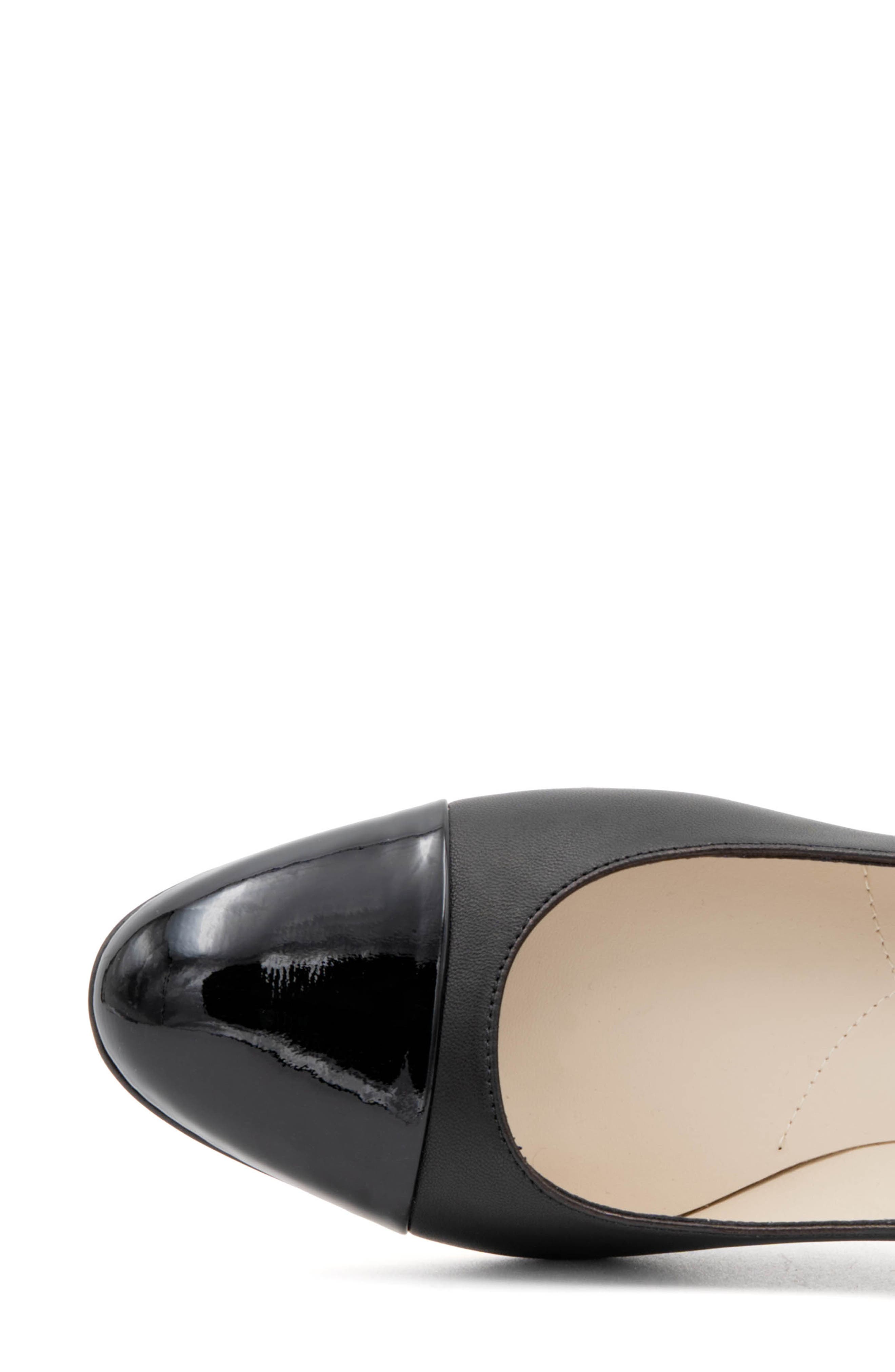 Amalfi by Rangoni Lilli Ankle Strap Cap Toe Pump, Alternate, color, Black Parm Black Vernice