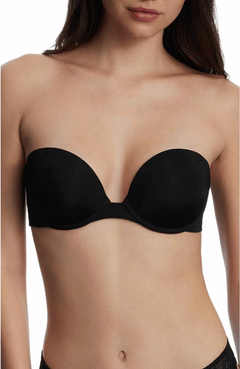 Skarlett Blue Breathless Strapless Plunge Push-Up Bra, Main, color, Black
