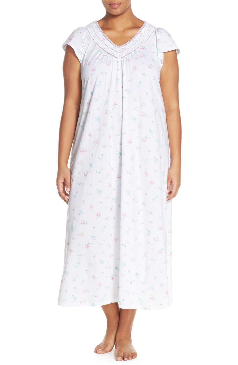 Carole Hochman Designs Floral Cotton Long Nightgown, Main, color, 