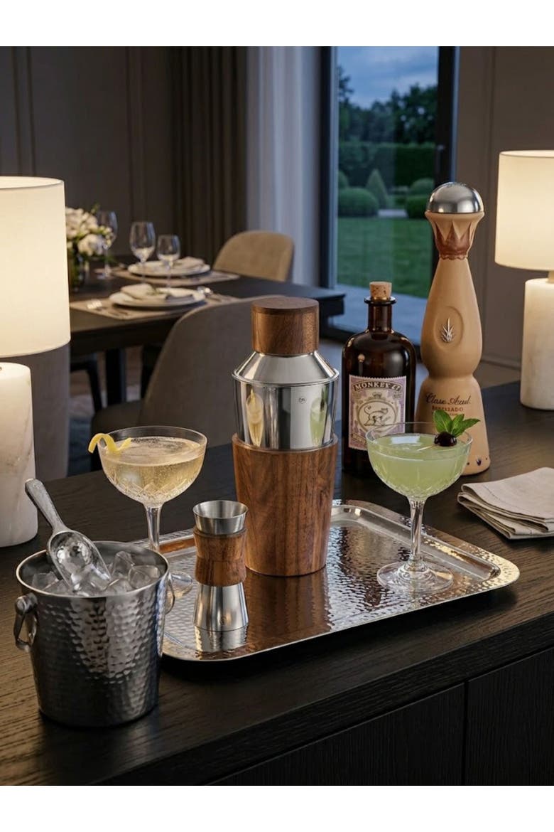 Chicago Cocktail Set, Alternate, color, Brown & Silver