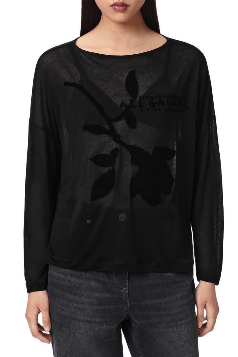 Athea Rita Tencel™ Modal Graphic Tee, Main, color, BLACK