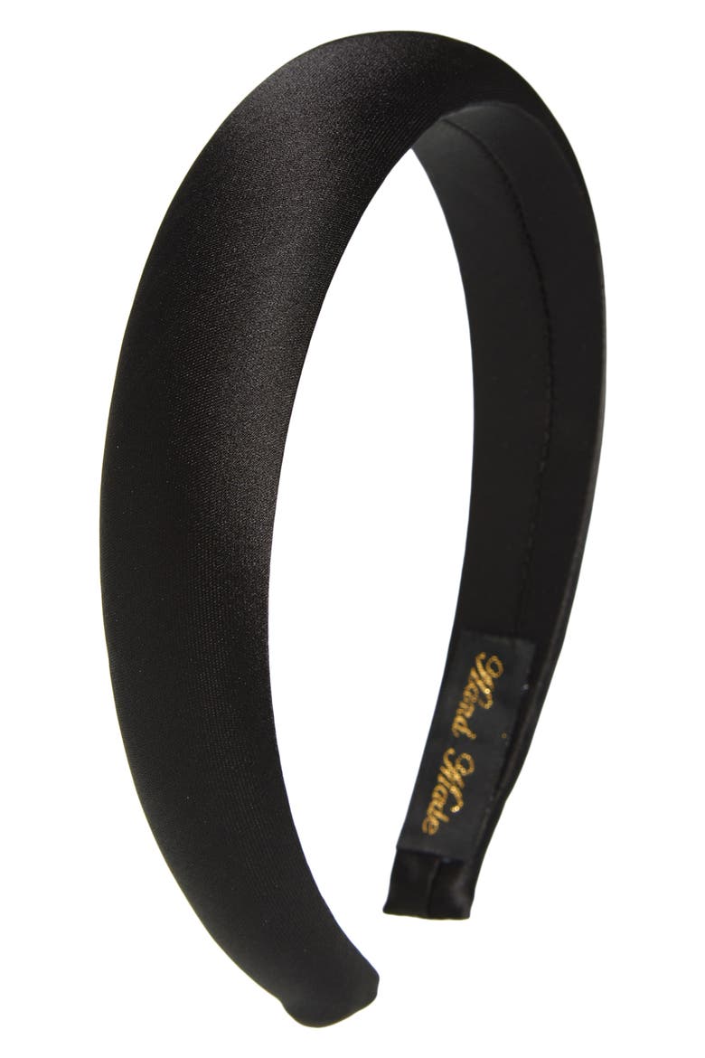 Padded Satin Headband, Main, color, BLACK