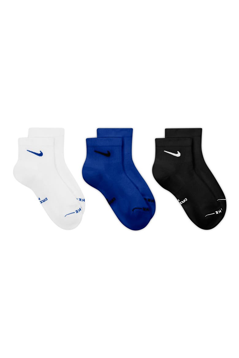 Everyday Dri-FIT Assorted 3-Pack Cotton Blend Quarter Socks, Alternate, color, MULTI-COLOR