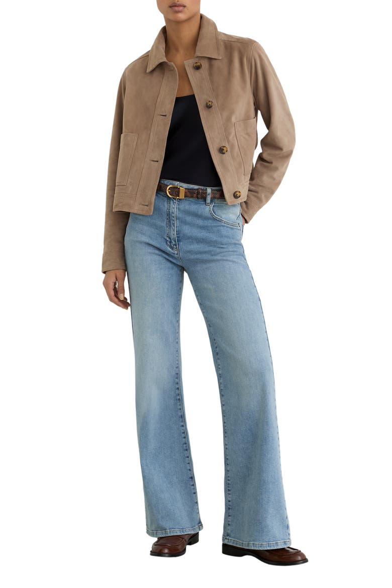 Sonny Suede Crop Jacket, Alternate, color, NEUTRAL
