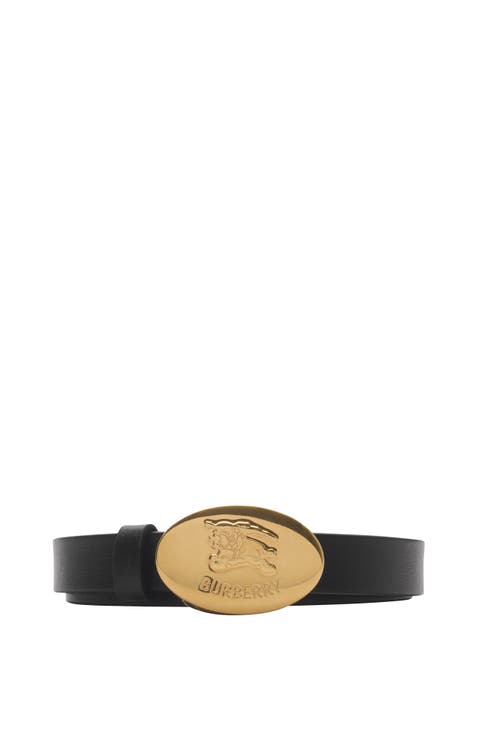 Thin Reversible Leather Oval Knight Stamp Belt