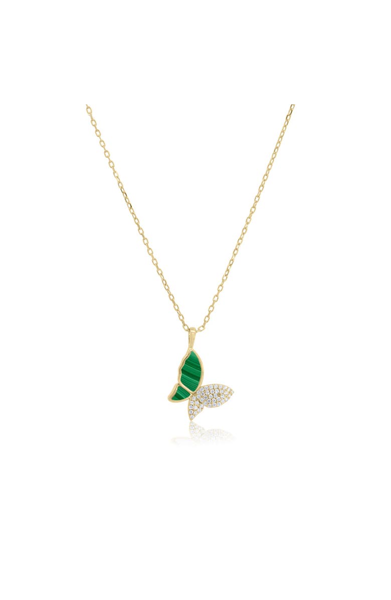 The Lovery Fine Jewelry Malachite CZ Butterfly Necklace, Main, color, Malachite