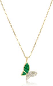 The Lovery Fine Jewelry Malachite CZ Butterfly Necklace