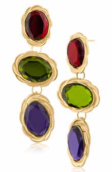 JARDIN Oval Crystal Drop Earrings