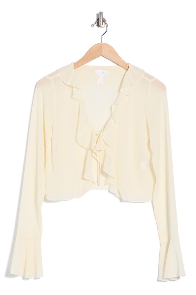 Ruffle Tie Front Chiffon Top, Alternate, color, IVORY