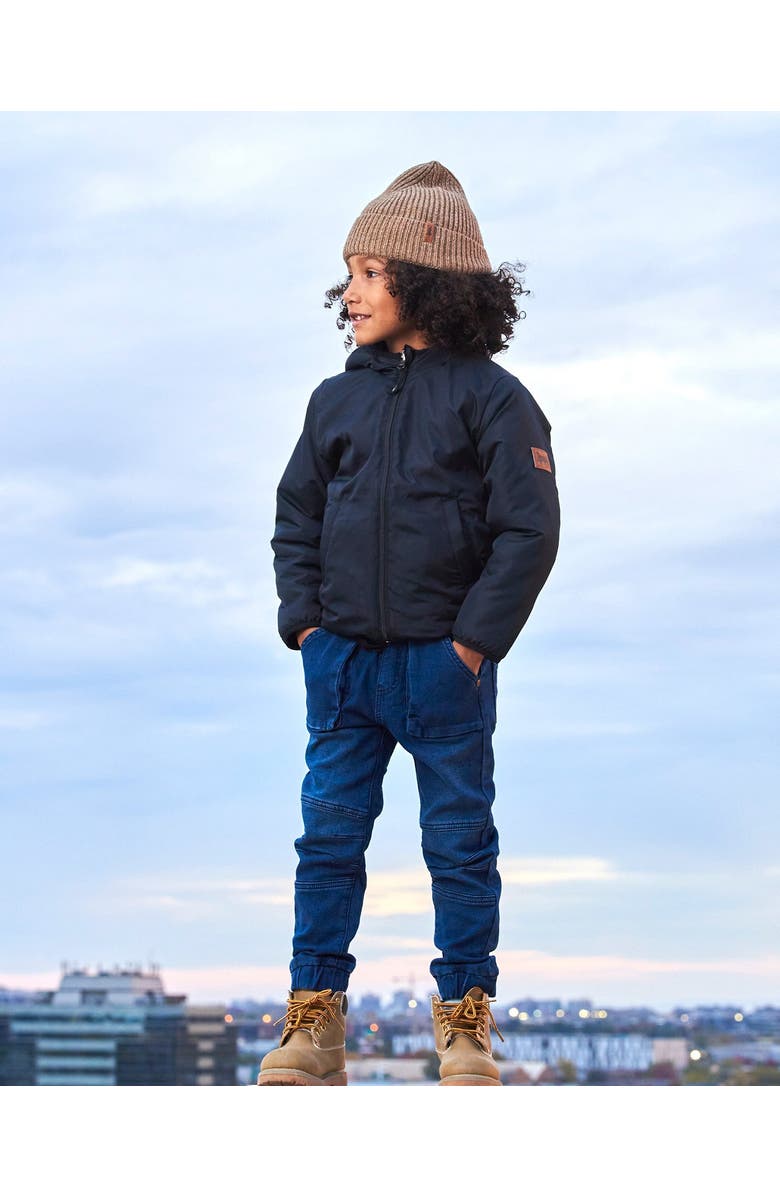Deux par Deux Little Boy's Reversible Soft Fleece Jacket Black, Alternate, color, 