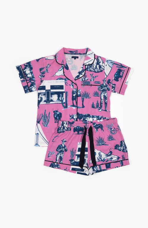 Katie Kime Marfa Toile Pajama Shorts Set In Pink