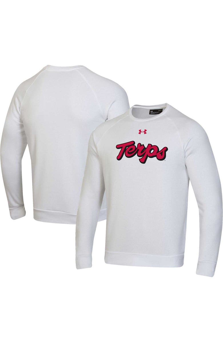 Under Armour Men's Under Armour White Maryland Terrapins Script All Day Pullover Sweatshirt, Main, color, 