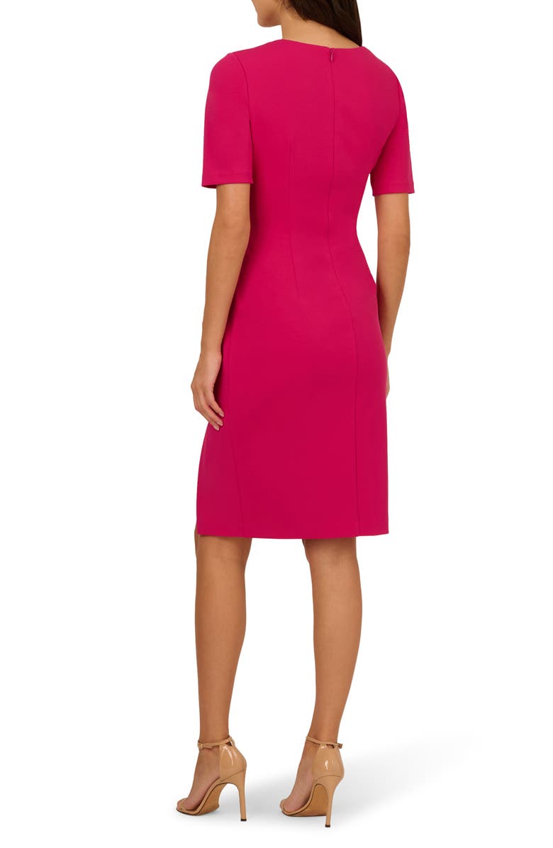 Adrianna Papell Draped Stretch Crepe Sheath Dress, Alternate, color, Brilliant Rose