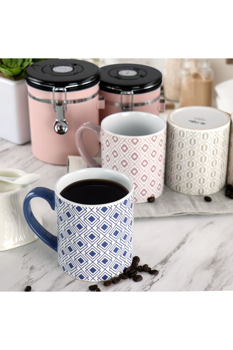 Bliss 4 Piece 20oz Can Shaped Stoneware Mug Set, Alternate, color, Blue
