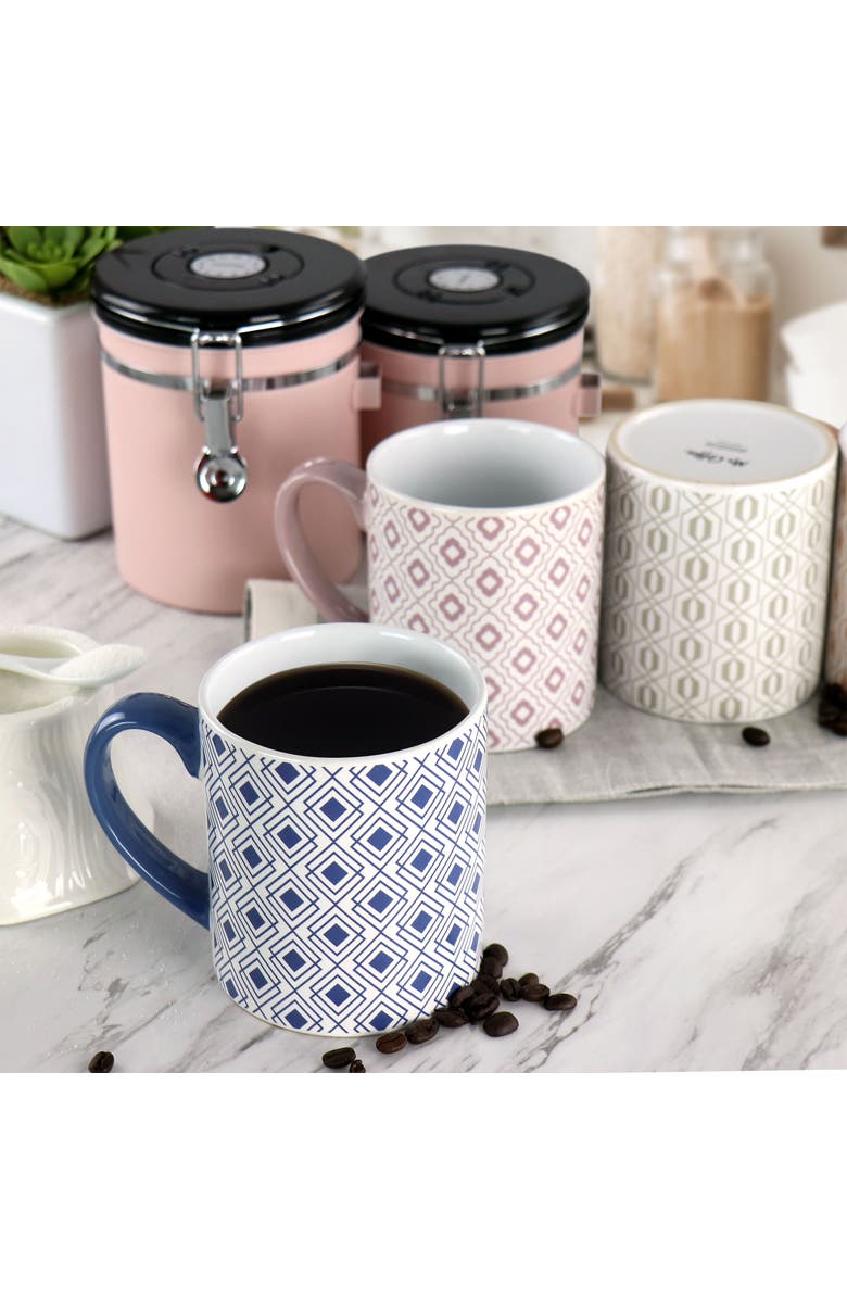 Mr. Coffee Bliss 4 Piece 20oz Can Shaped Stoneware Mug Set, Alternate, color, Blue