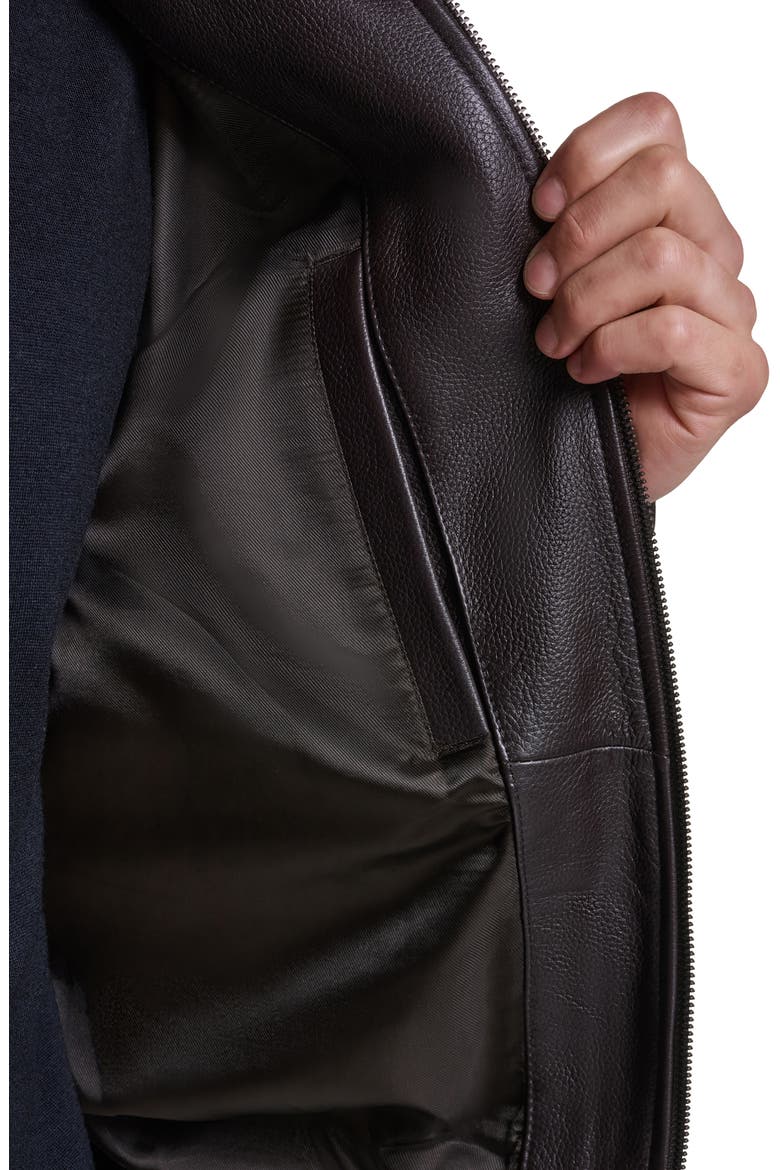 Aviator Leather Jacket, Alternate, color, DARK BROWN