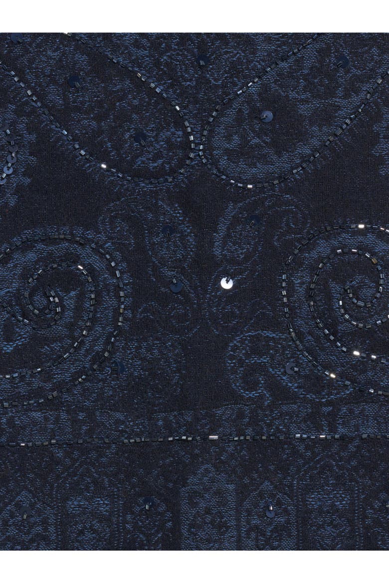 Sirine Paisley Jacquard Print Scarf, Alternate, color, Navy Blue