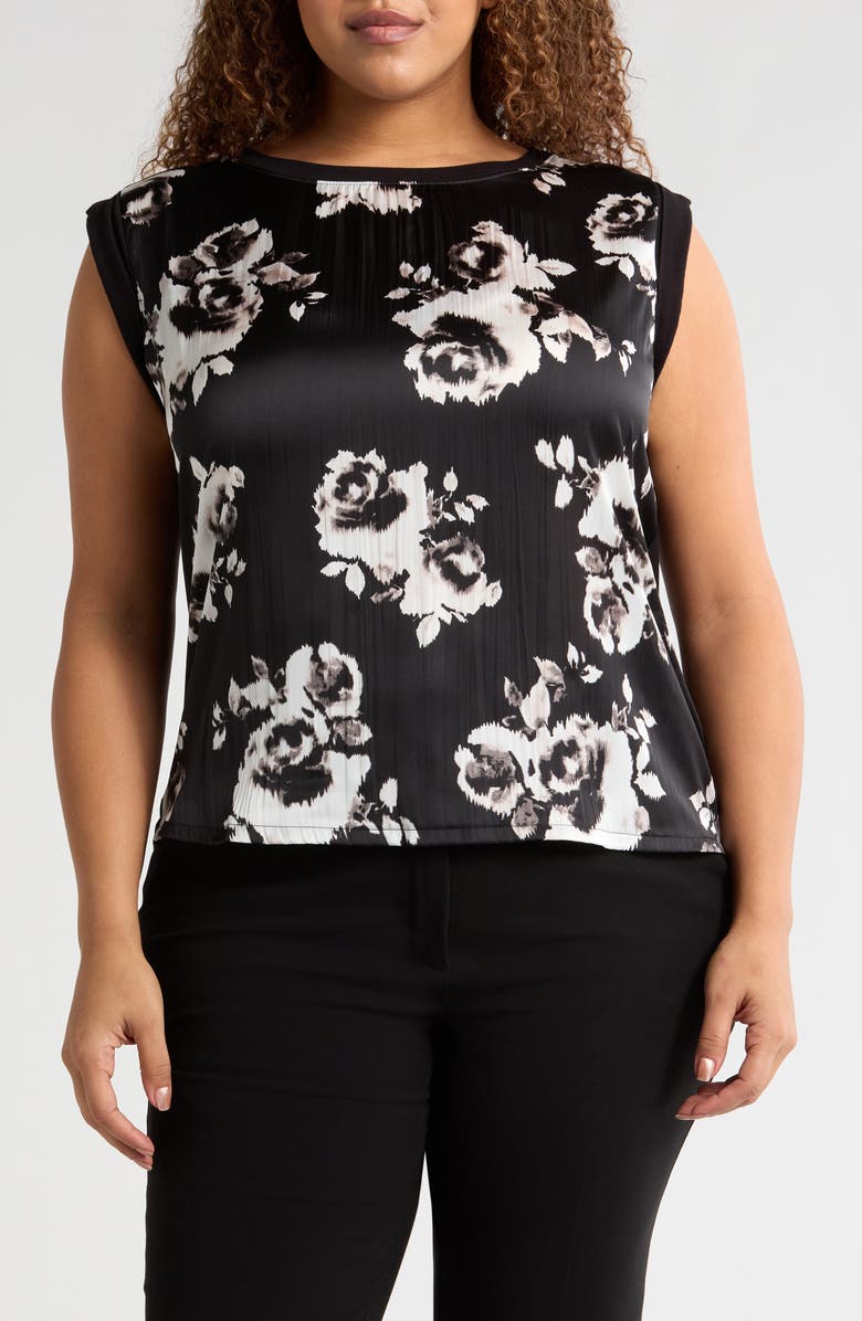 Liverpool Los Angeles Floral Mixed Media Sleeveless Top, Main, color, 