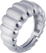 Spero London Large Multi Dished Adjustable Statement Sterling Silver Croissant Ring
