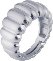 Spero London Large Multi Dished Adjustable Statement Sterling Silver Croissant Ring