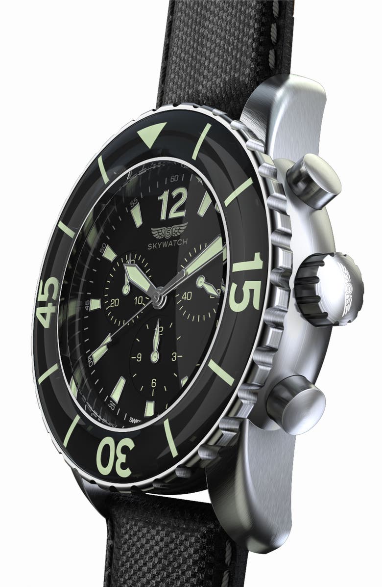 SKYWATCH Classic Chronograph Woven Strap Watch, 46mm, Alternate, color, 