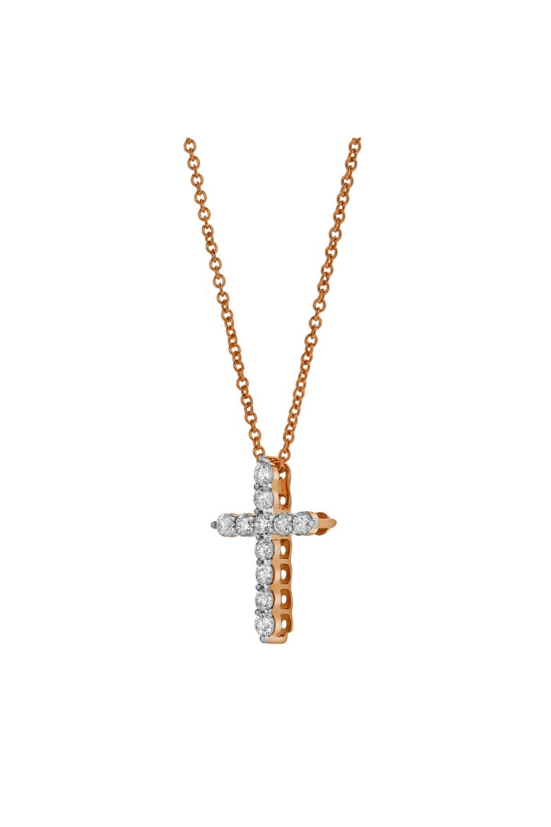Divine 10K Gold Cross Diamond Pendant - 0.25 Ctw, Alternate, color, 10K Rose Gold