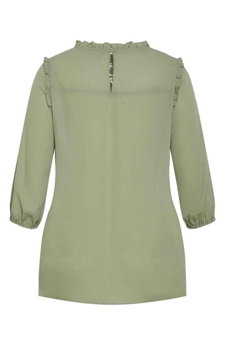 City Chic Katie Lace Yoke Top, Alternate, color, Sage