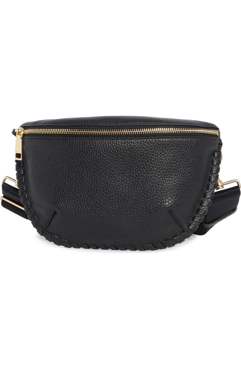 Rebecca Minkoff Darren Whipstitch Leather Belt Bag, Main, color, Black