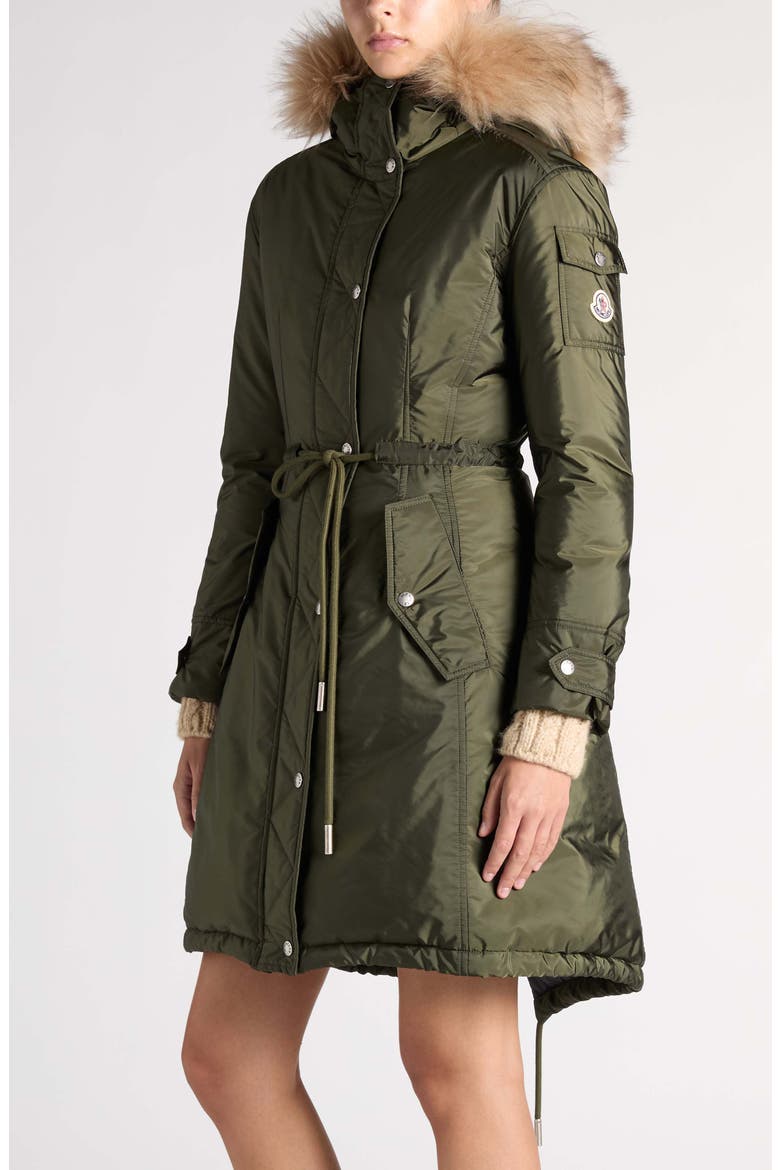 Moustique Long Parka with Faux Fur Trim, Alternate, color, MILITARY GREEN