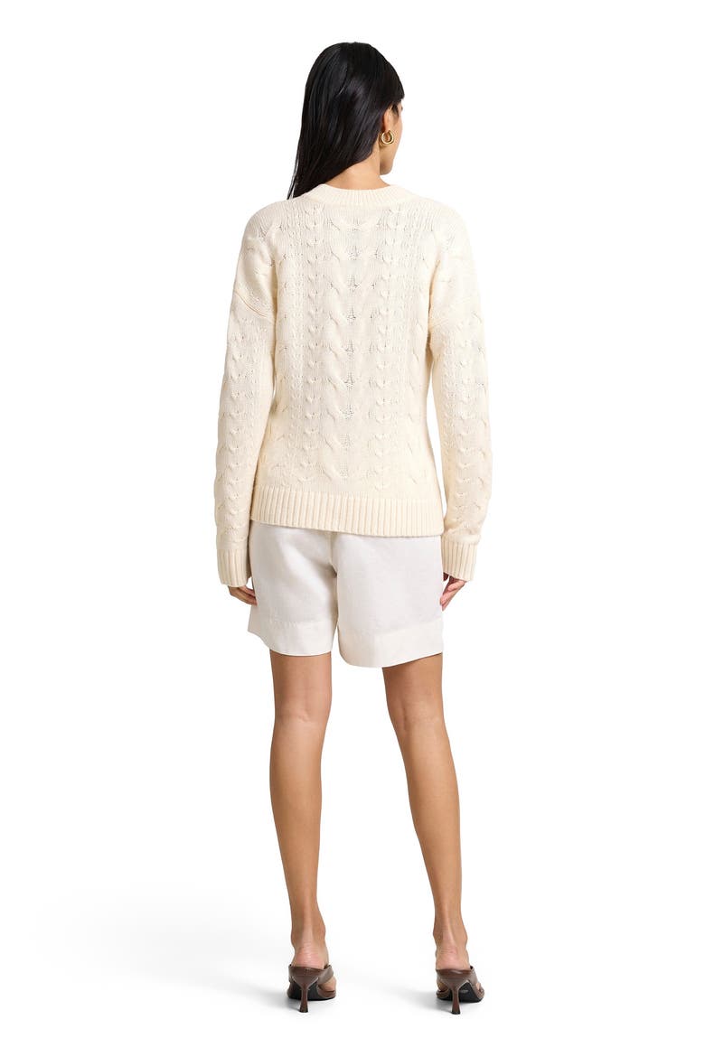 Fitted Cable Knit Cardigan, Alternate, color, NATURAL MELANGE