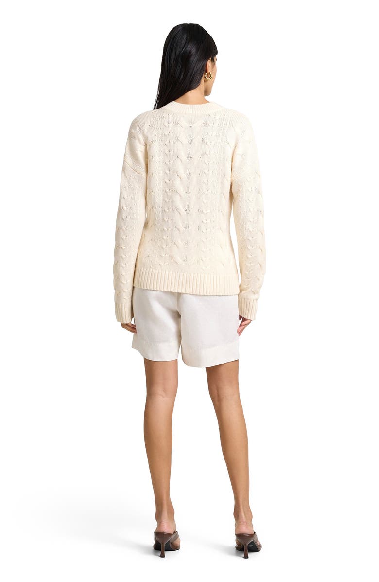 Onia Fitted Cable Knit Cardigan, Alternate, color, Natural Melange