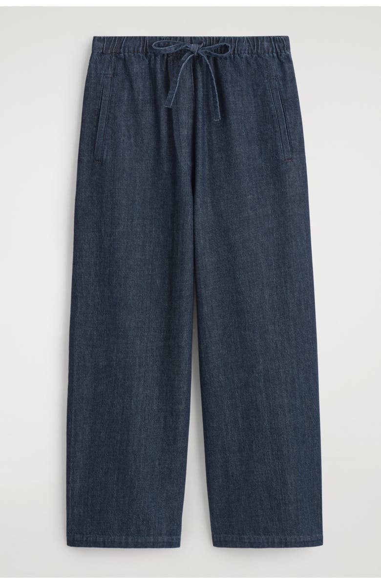COS Cropped Denim Wide-Leg Pants, Alternate, color, Dark Blue