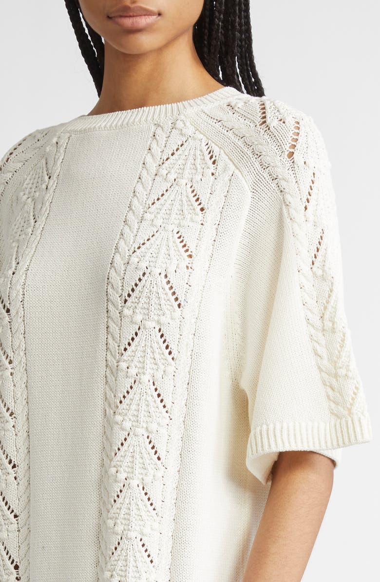 LOULOU DE SAISON Arman Oversize Cotton Mini Sweater Dress, Alternate, color, Ivory