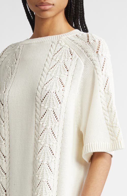 Loulou De Saison Oversized Short Dress With Knit Patterns In White
