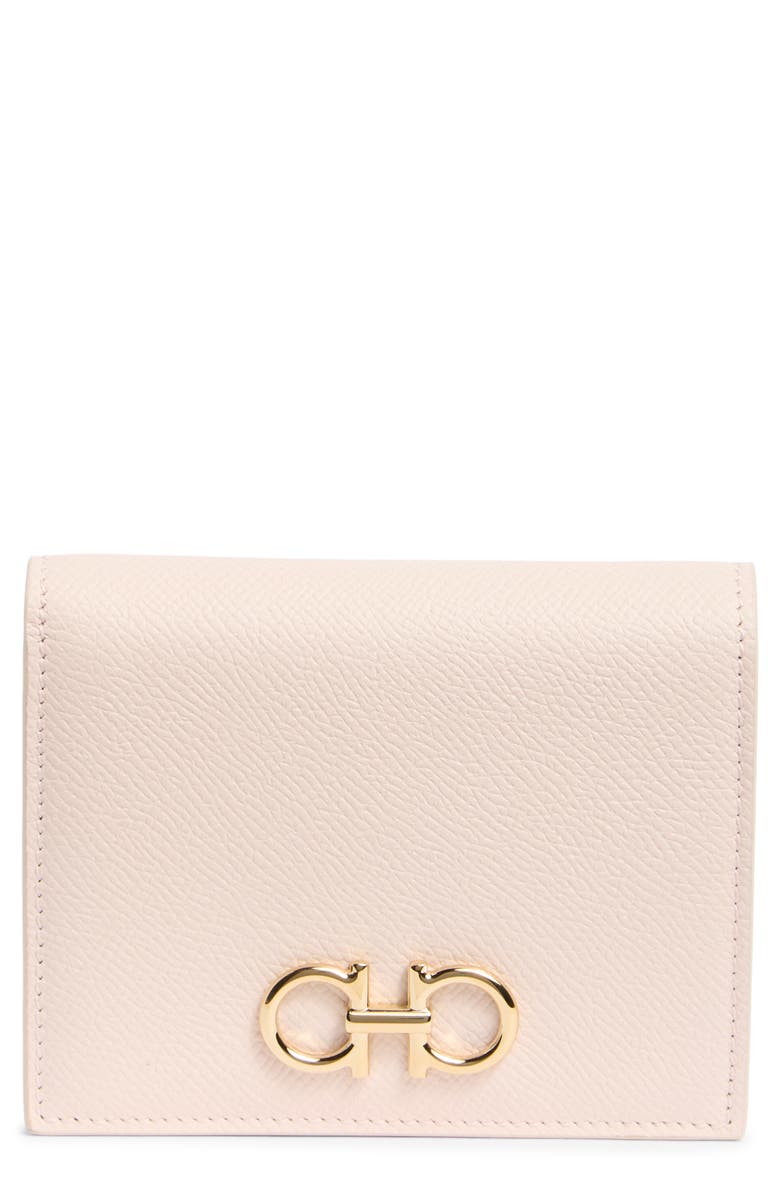 FERRAGAMO Gancini Compact Wallet, Main, color, Ballet/ Macaron