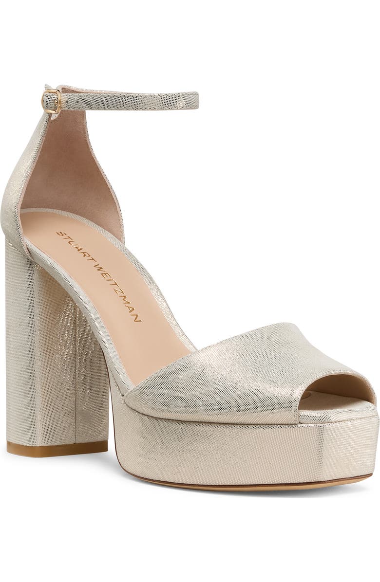 Stuart Weitzman Sabrina Platform Ankle Strap Sandal, Main, color, Linen