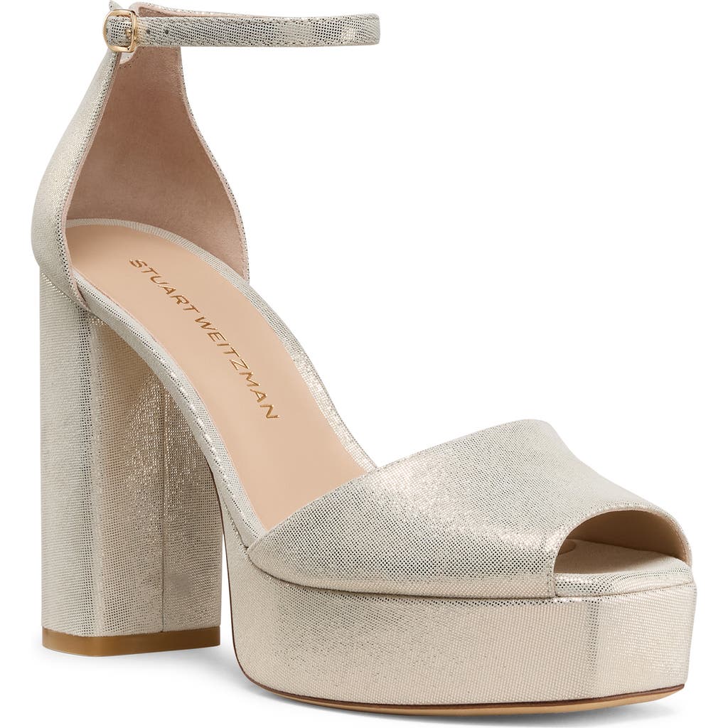 Stuart Weitzman Sabrina Platform Ankle Strap Sandal In Linen