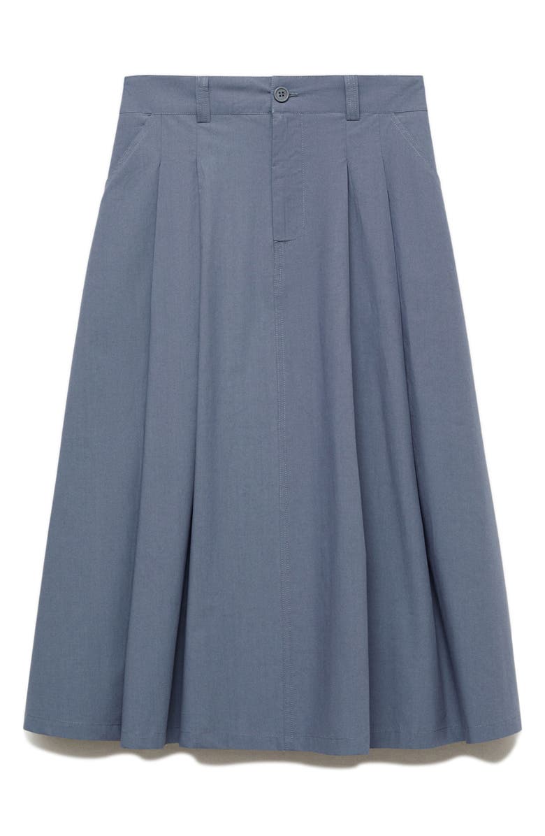 MANGO Pleated Midi Skirt, Alternate, color, Blue