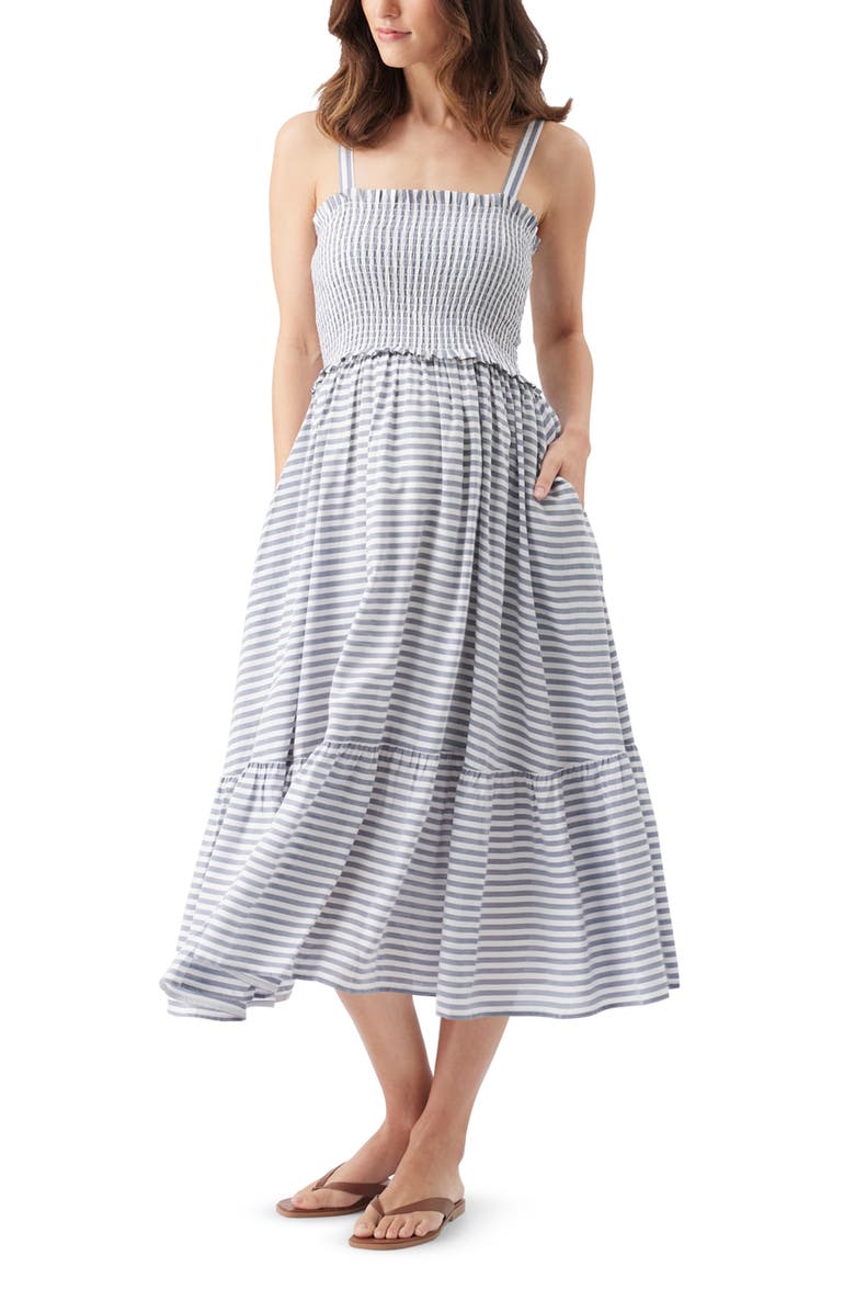 Ripe Maternity Sofia Stripe Dress, Main, color, Indigo / White