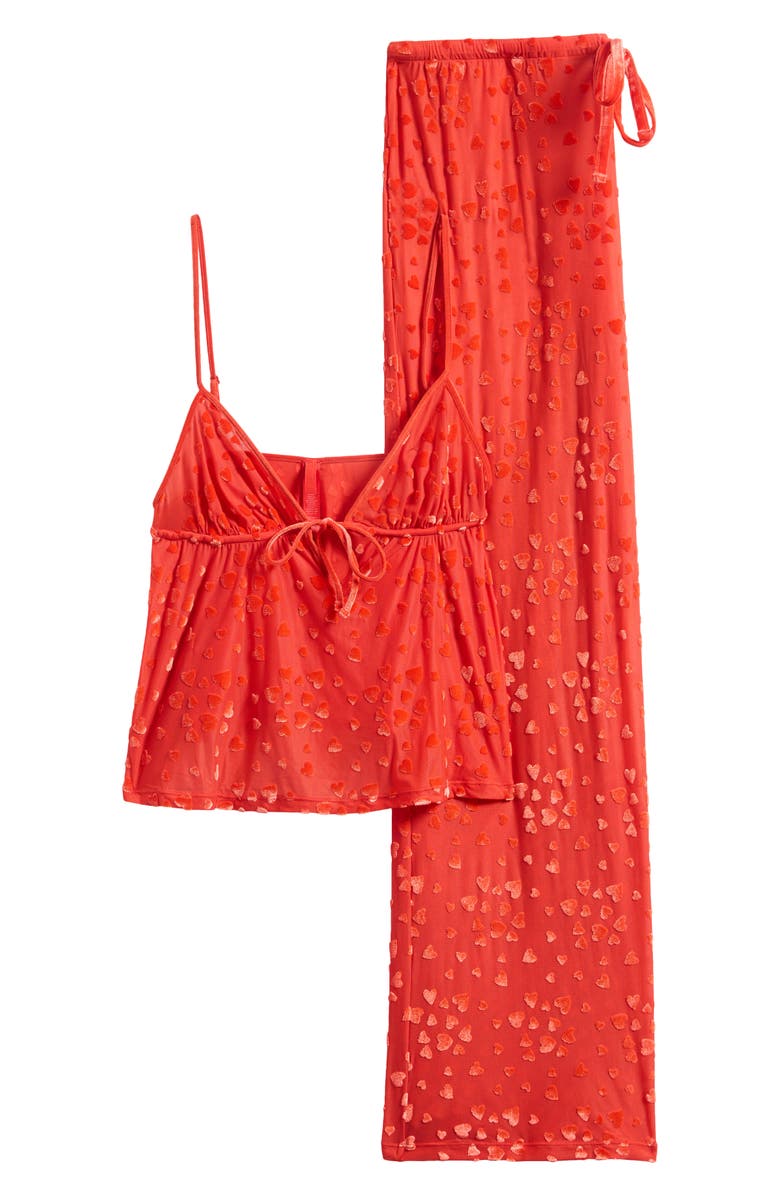 SKIMS Sheer Velvet Pajamas, Alternate, color, Ruby