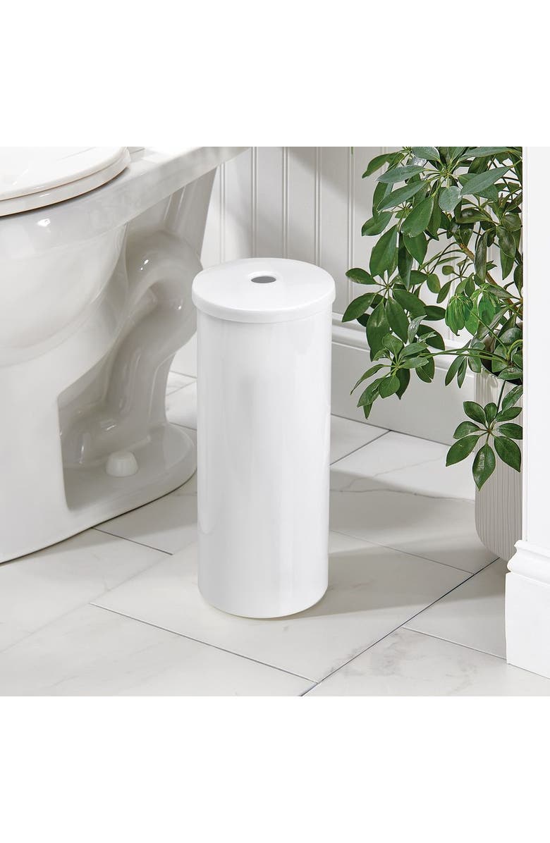 iDesign Freestanding Toilet Paper Canister with Lid for 3 Extra Rolls, White, Made in USA, Alternate, color, White
