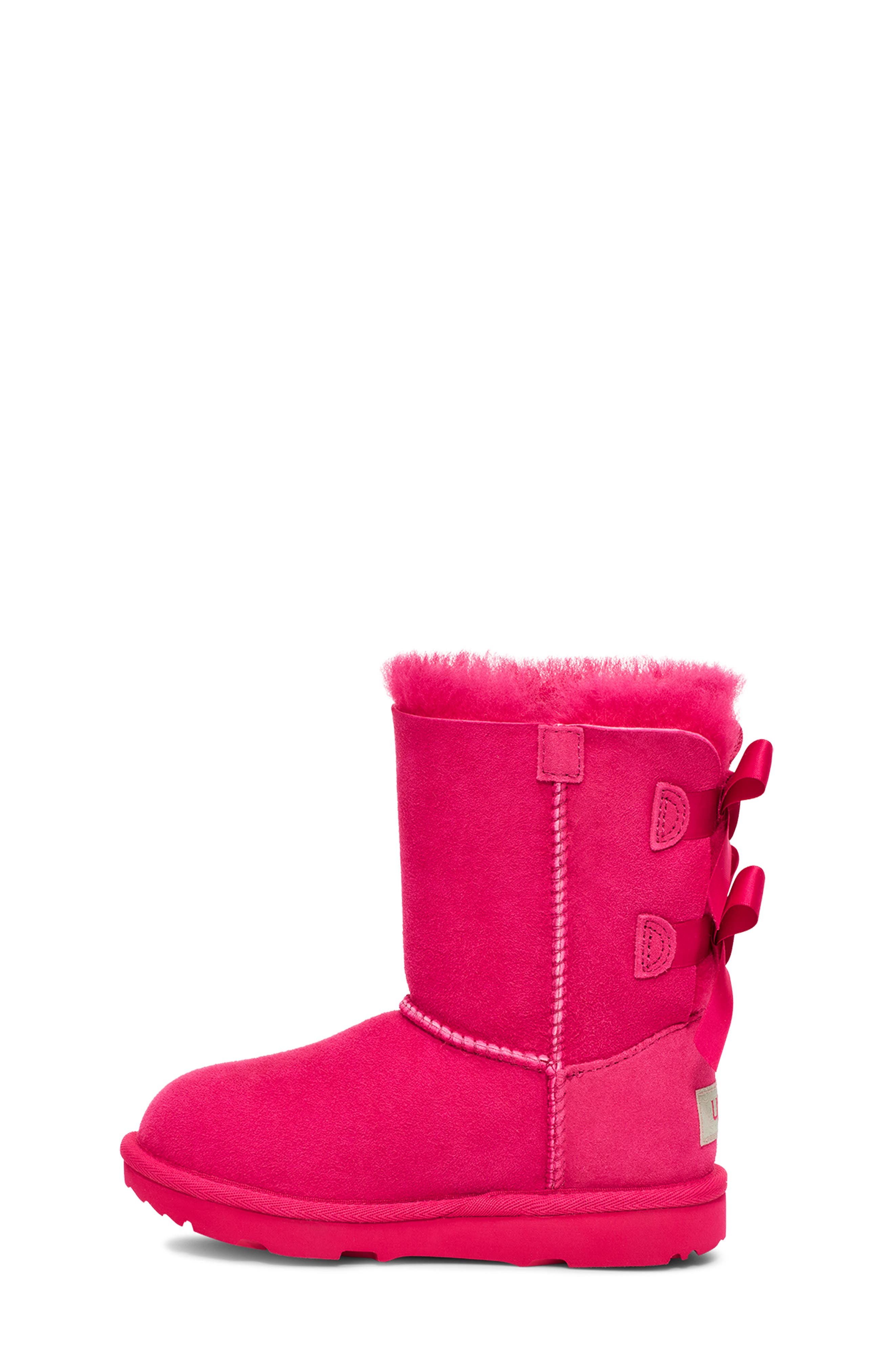 Kids' Bailey Bow II Water Resistant Genuine Shearling Boot, Alternate, color, RADISH