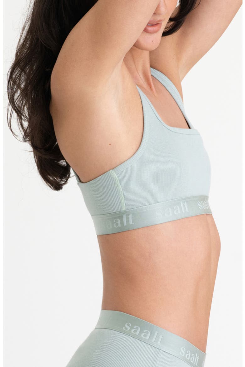 Square Neck Rib Cotton Blend Bralette, Alternate, color, SEA GLASS