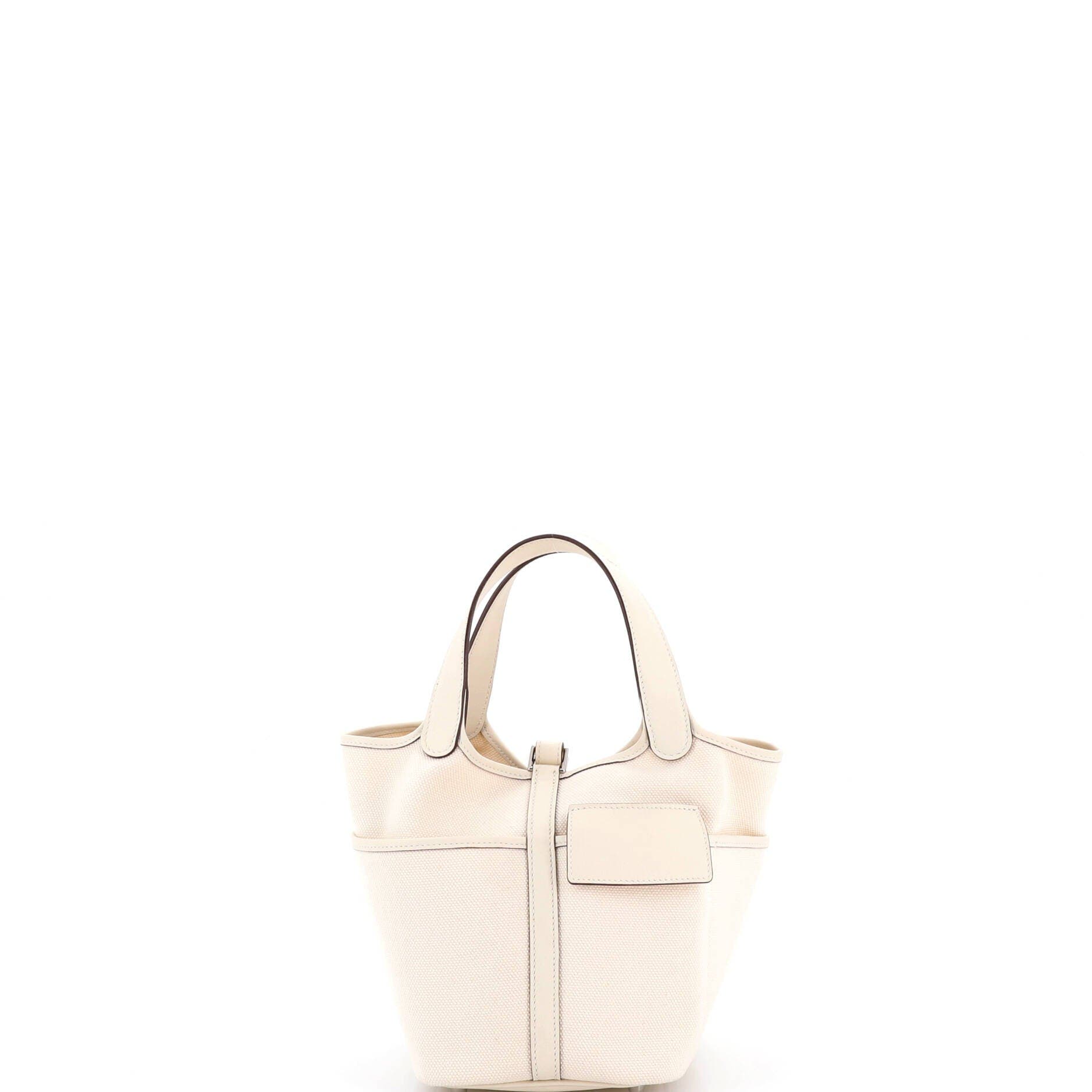 Pre-Owned Hermes Cargo Picotin Lock Bag Canvas and Swift PM, Alternate, color, Nata