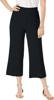 Jessica London Everyday Stretch Knit Wide Leg Crop Pant