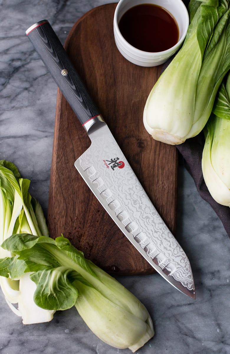 MIYABI Kaizen 7-Inch Hollow Edge Santoku Knife, Alternate, color, Stainless Steel