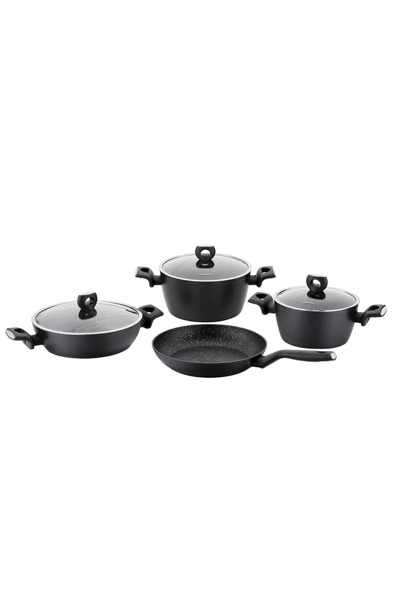 Korkmaz Nora 7 Piece Aluminum Nonstick Cookware Set, Main, color, Black