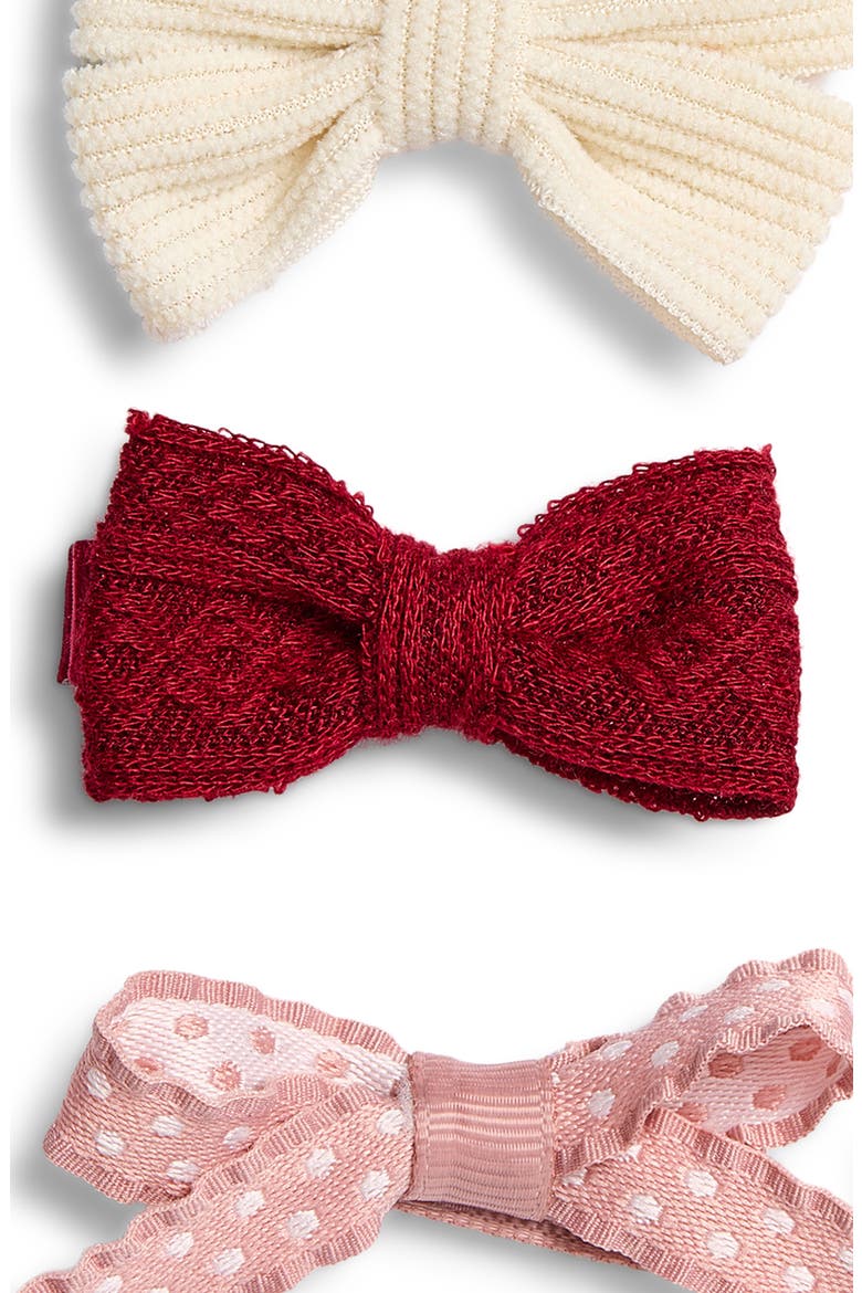 Kids' 8-Pack Bow & Heart Hair Clips, Alternate, color, BURGUNDY