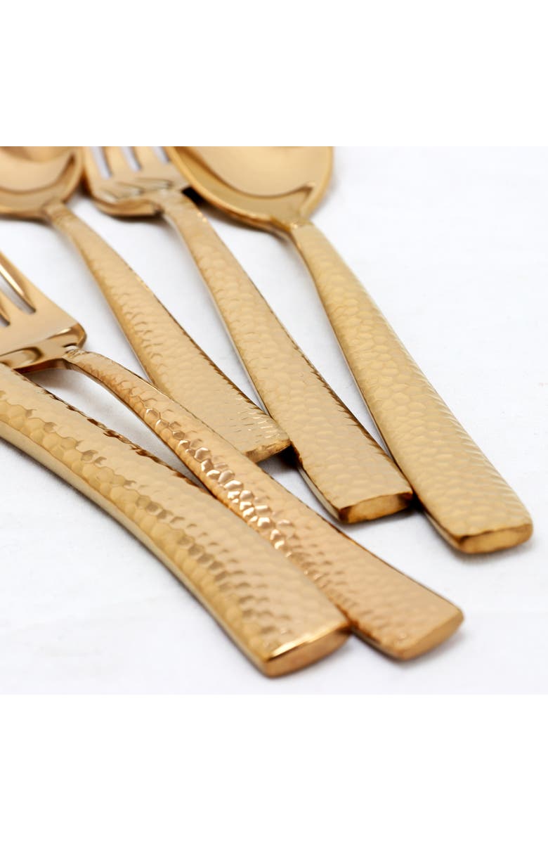 Gibson Elite Stonehenge 20 Piece Flatware Set Gold, Alternate, color, Metallic Gold