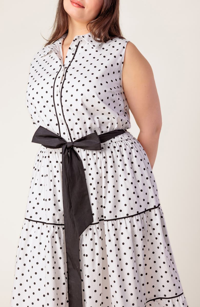 FLYING TOMATO Print Woven Midi Dress, Alternate, color, White Black